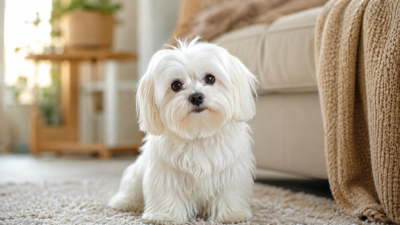 Bichón Maltés con expresión tierna