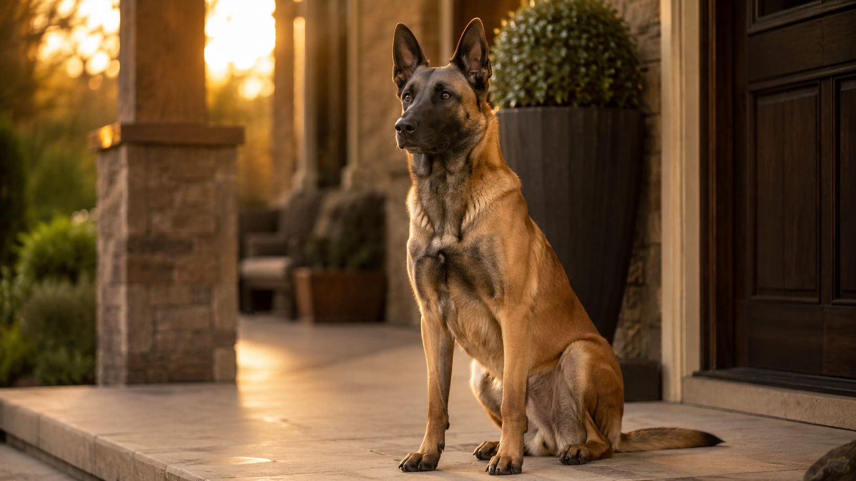 Malinois acompañado por su guía o familia