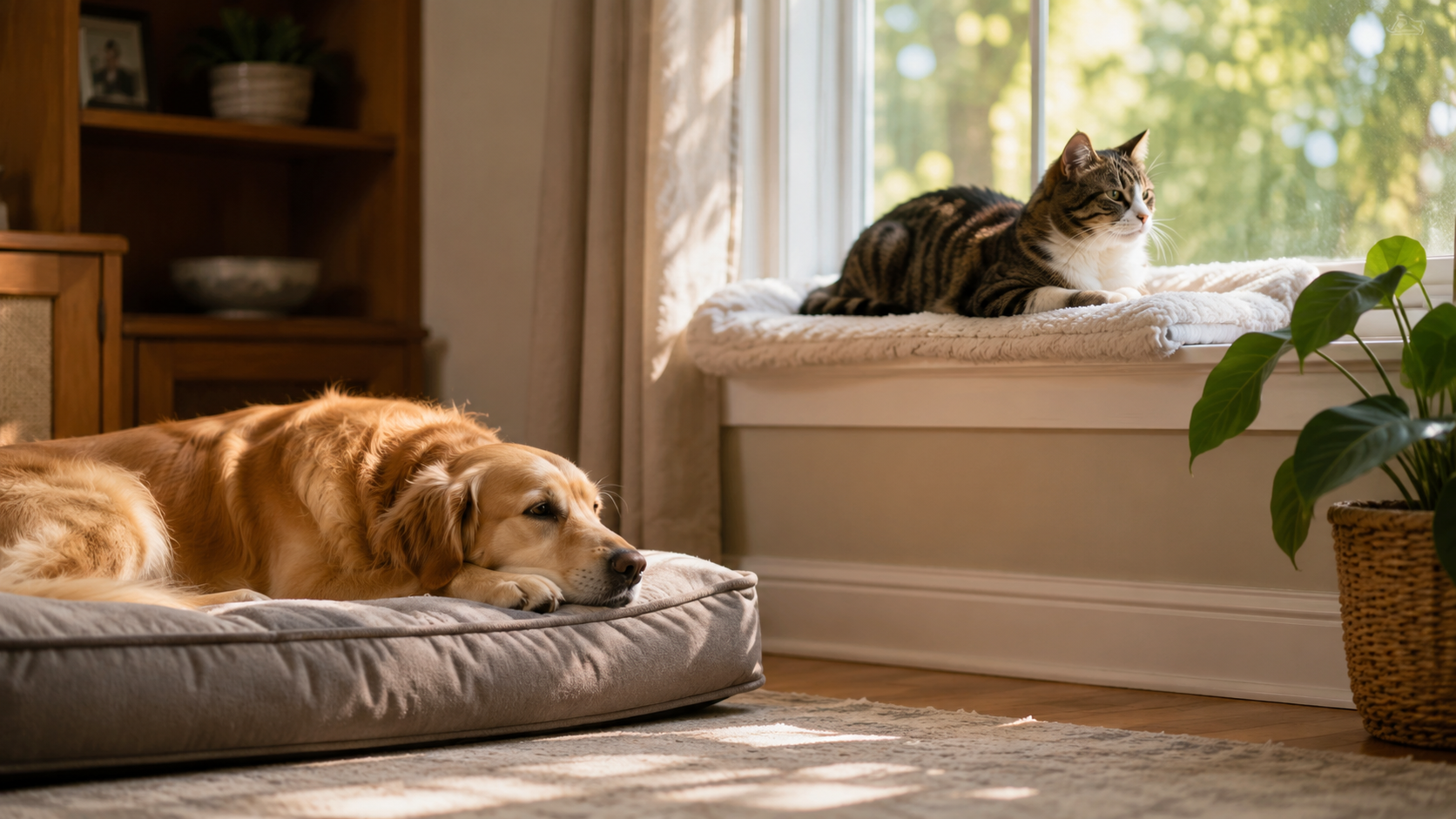 Perro y gato en proceso de convivencia