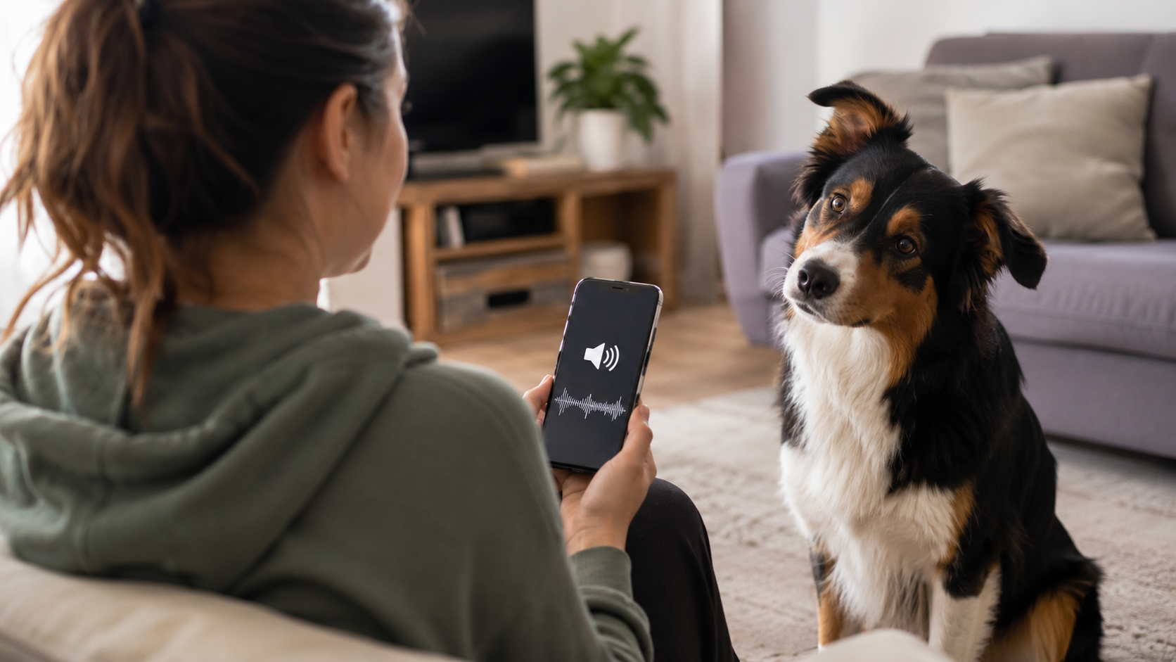 Perro reaccionando al escuchar ladridos