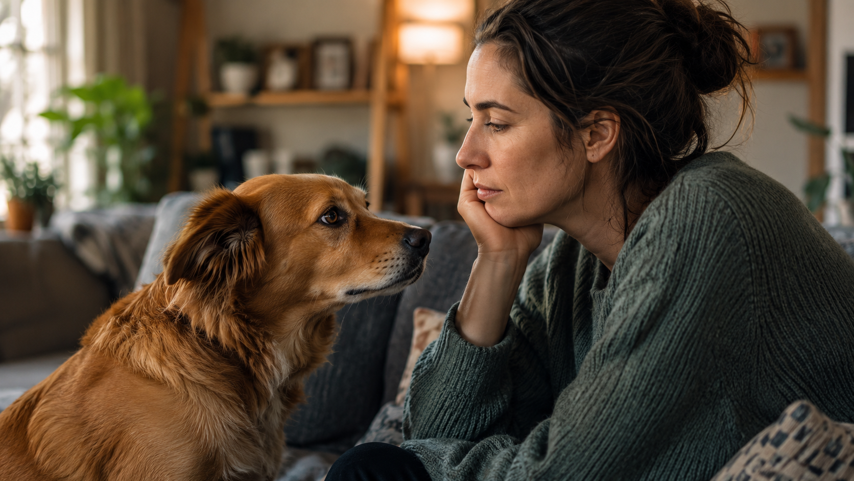 Perro observando a su humano con atención