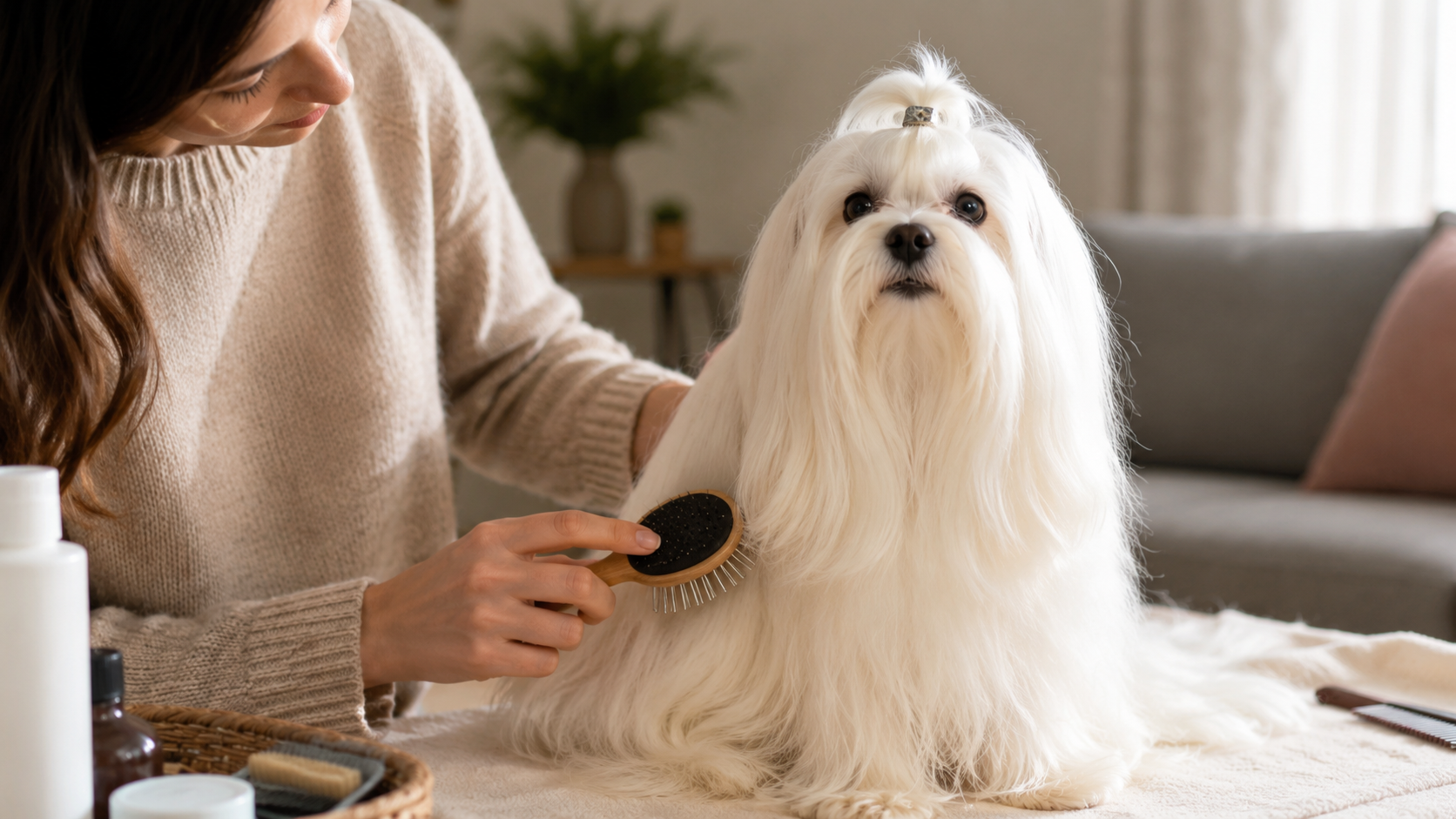 Bichón Maltés atento y cariñoso