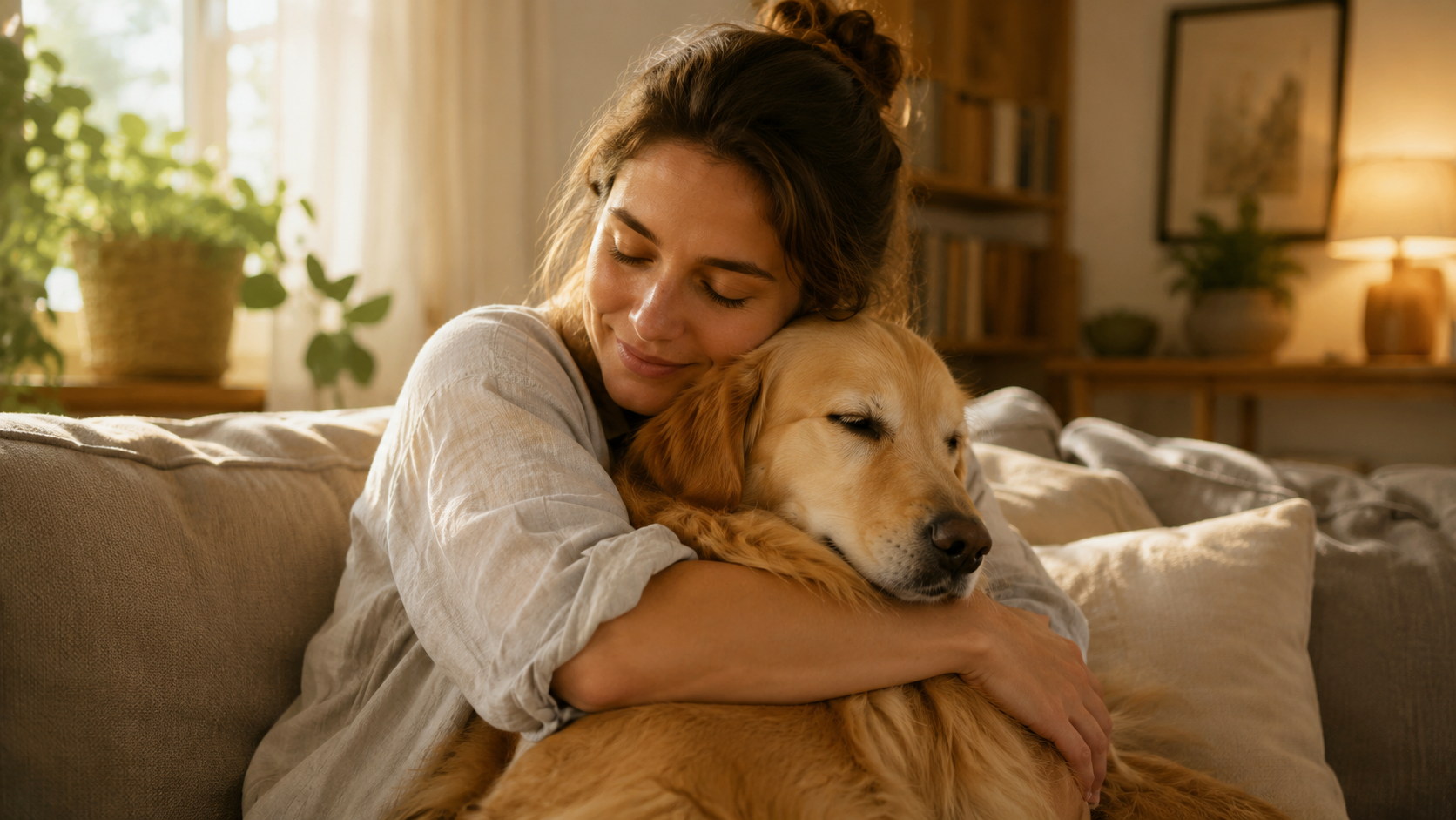 Perro y persona conectando con tranquilidad