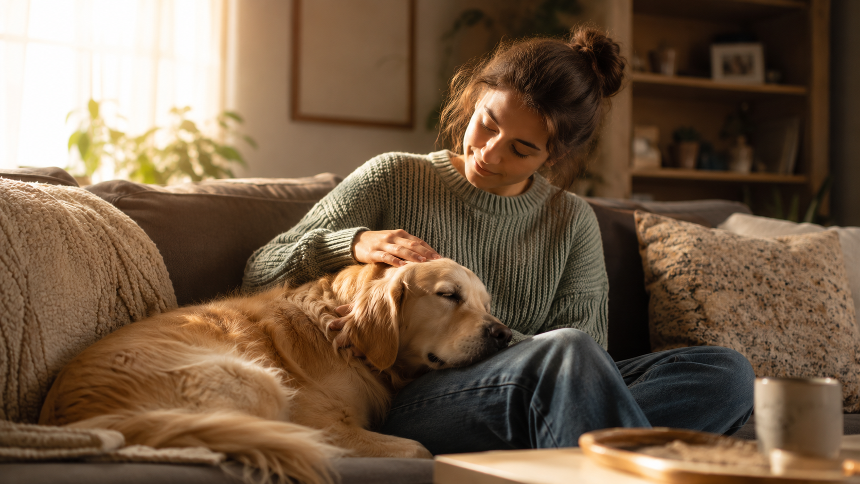 Perro mirando con ternura a su familia humana