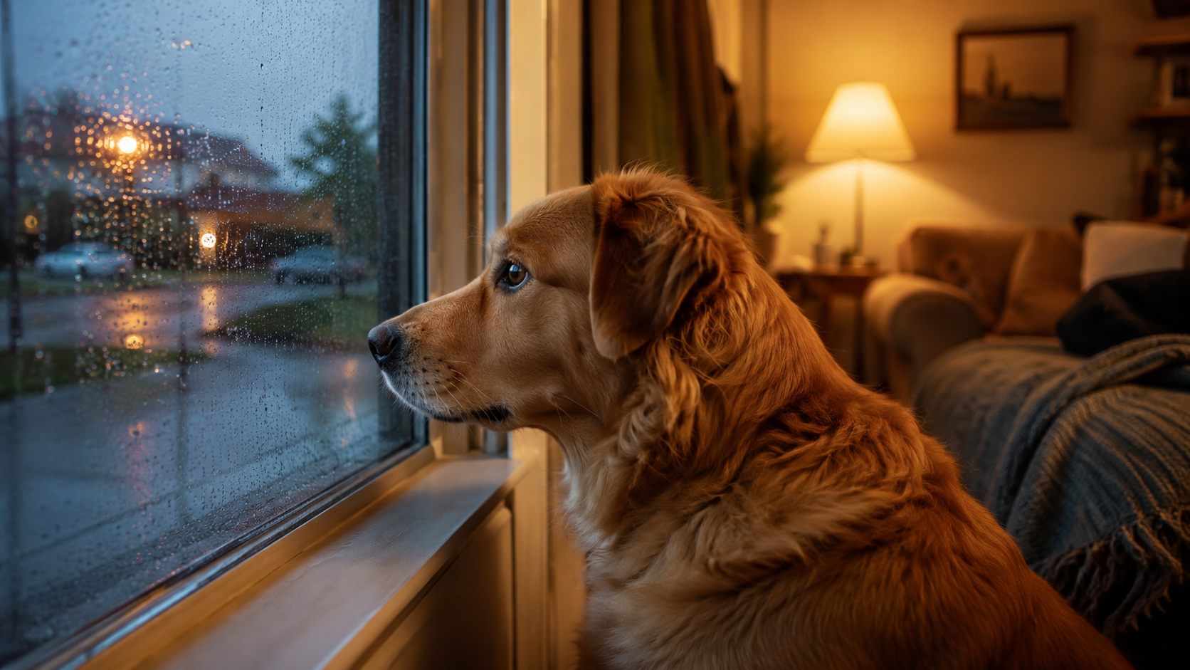 Perro inquieto al quedarse solo en casa