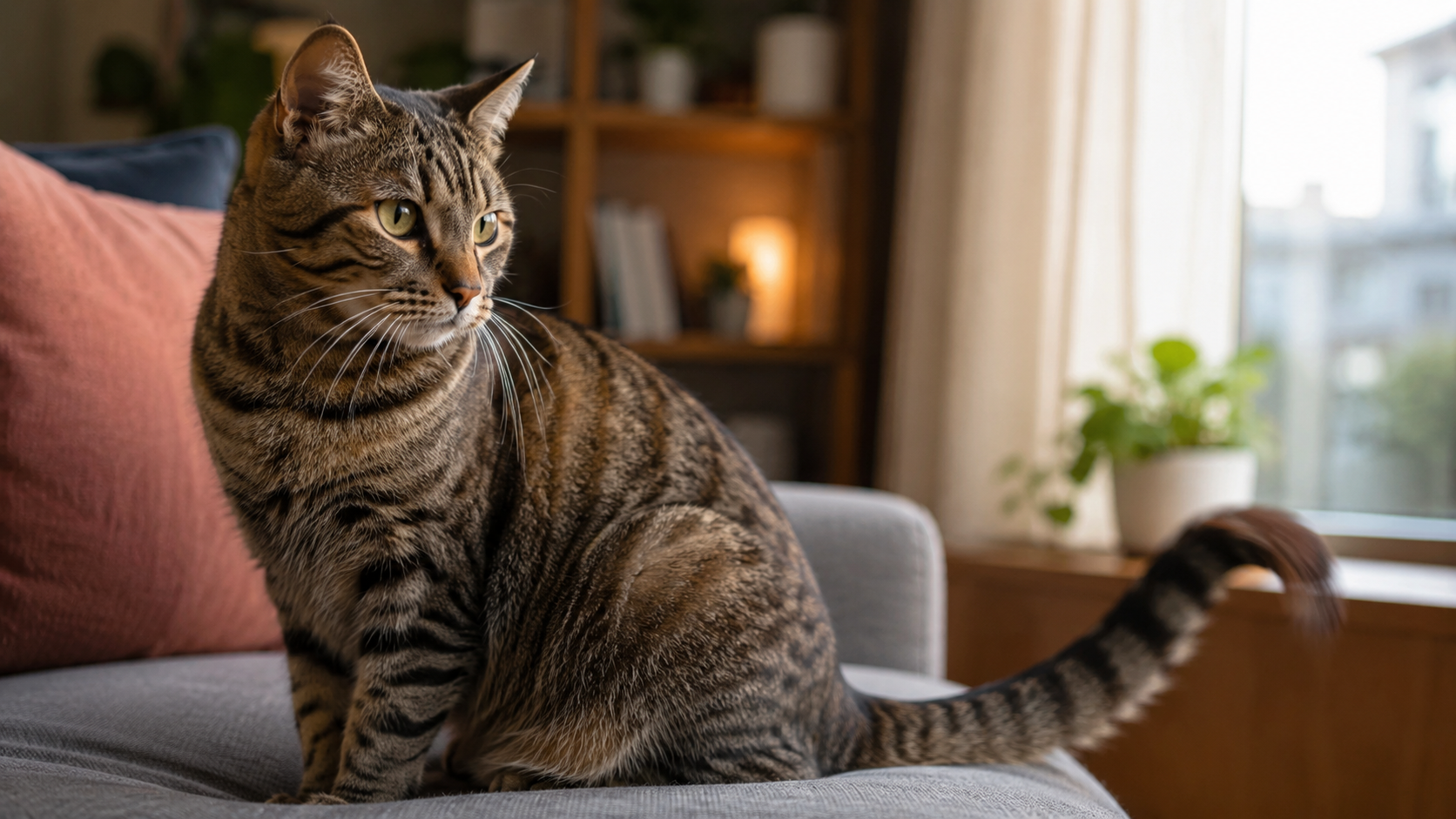 Gato expresivo observando con calma