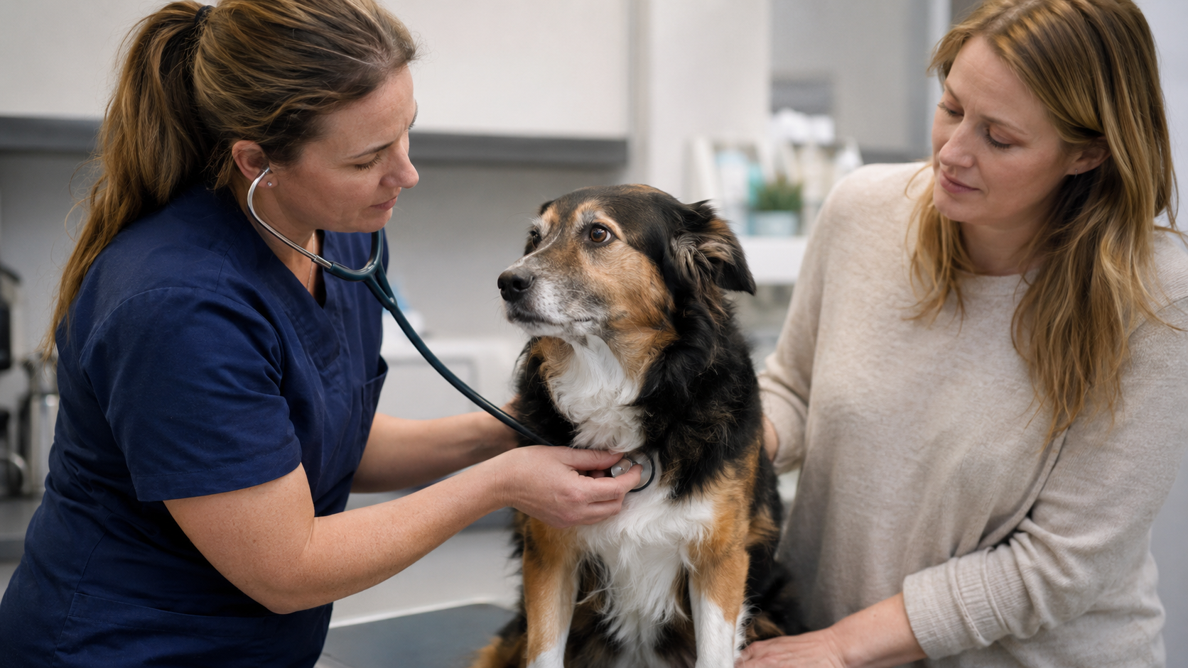 Perro tranquilo durante una prueba de salud