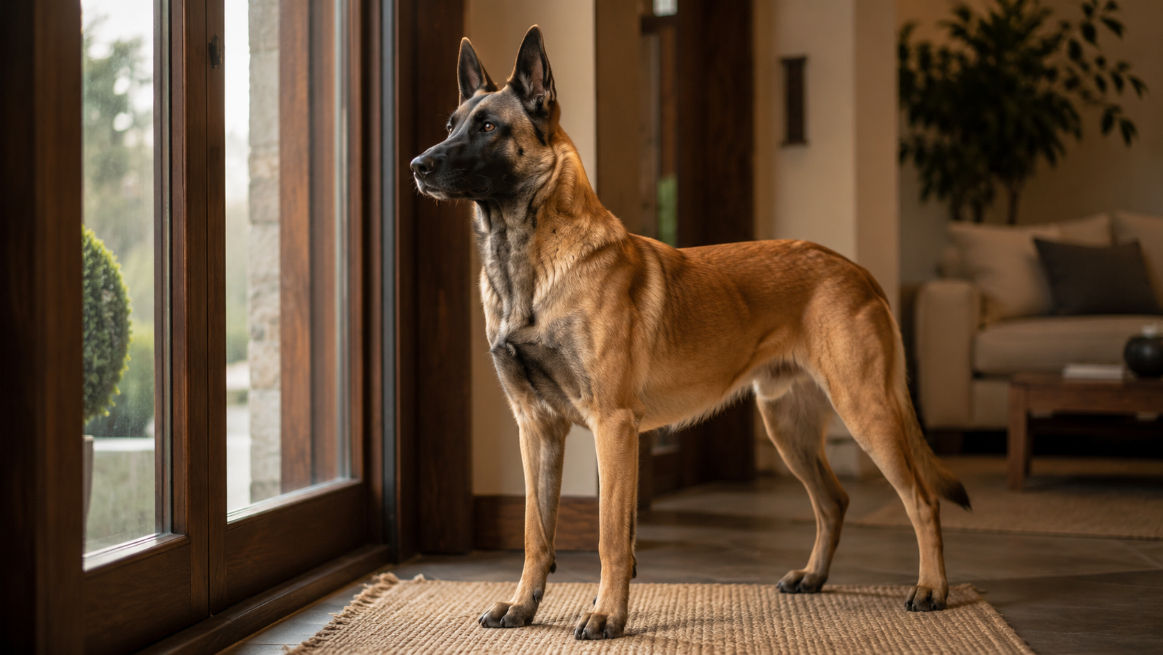 Malinois fuerte y atlético al aire libre