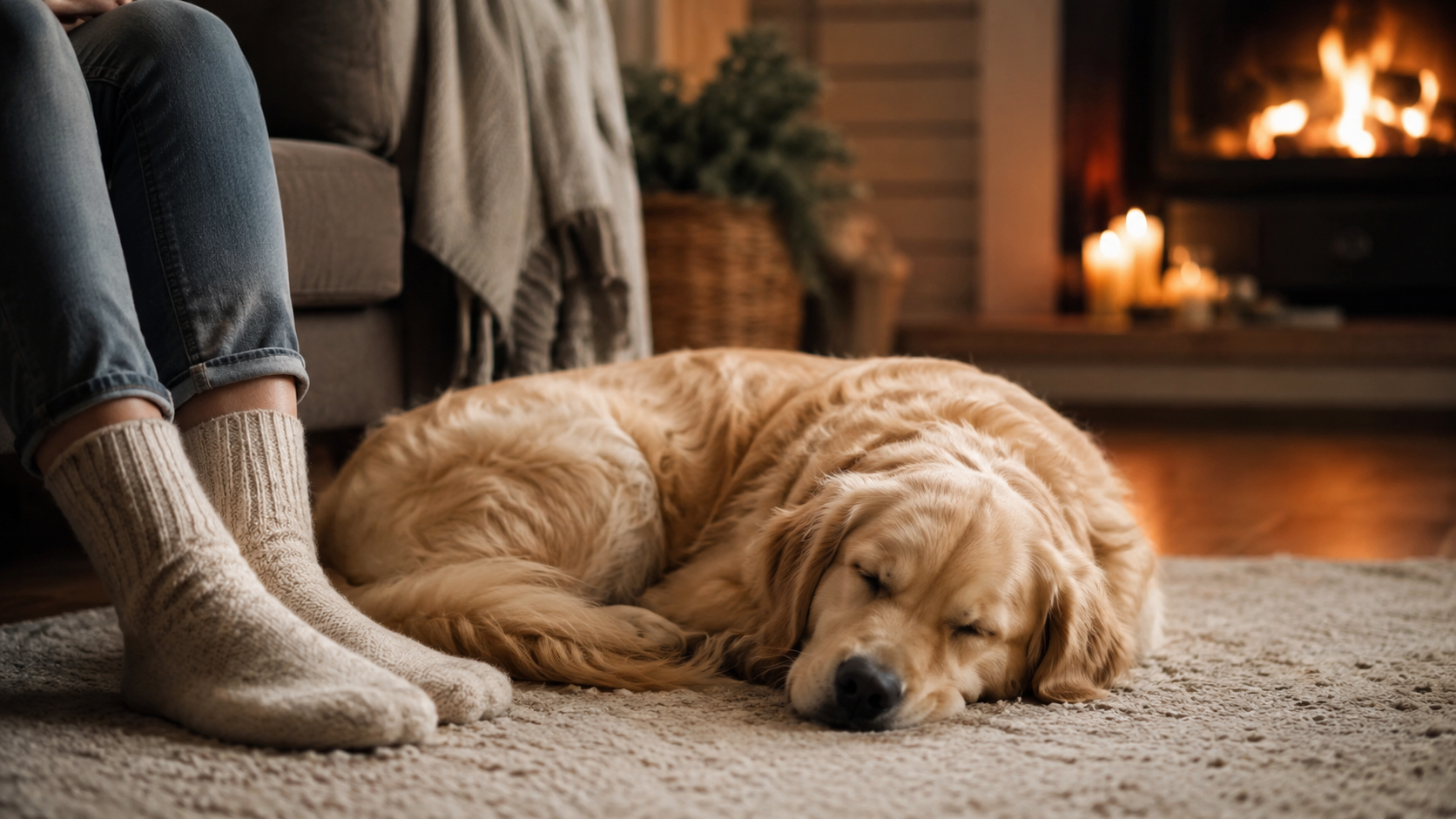 Perro descansando cerca de su persona favorita