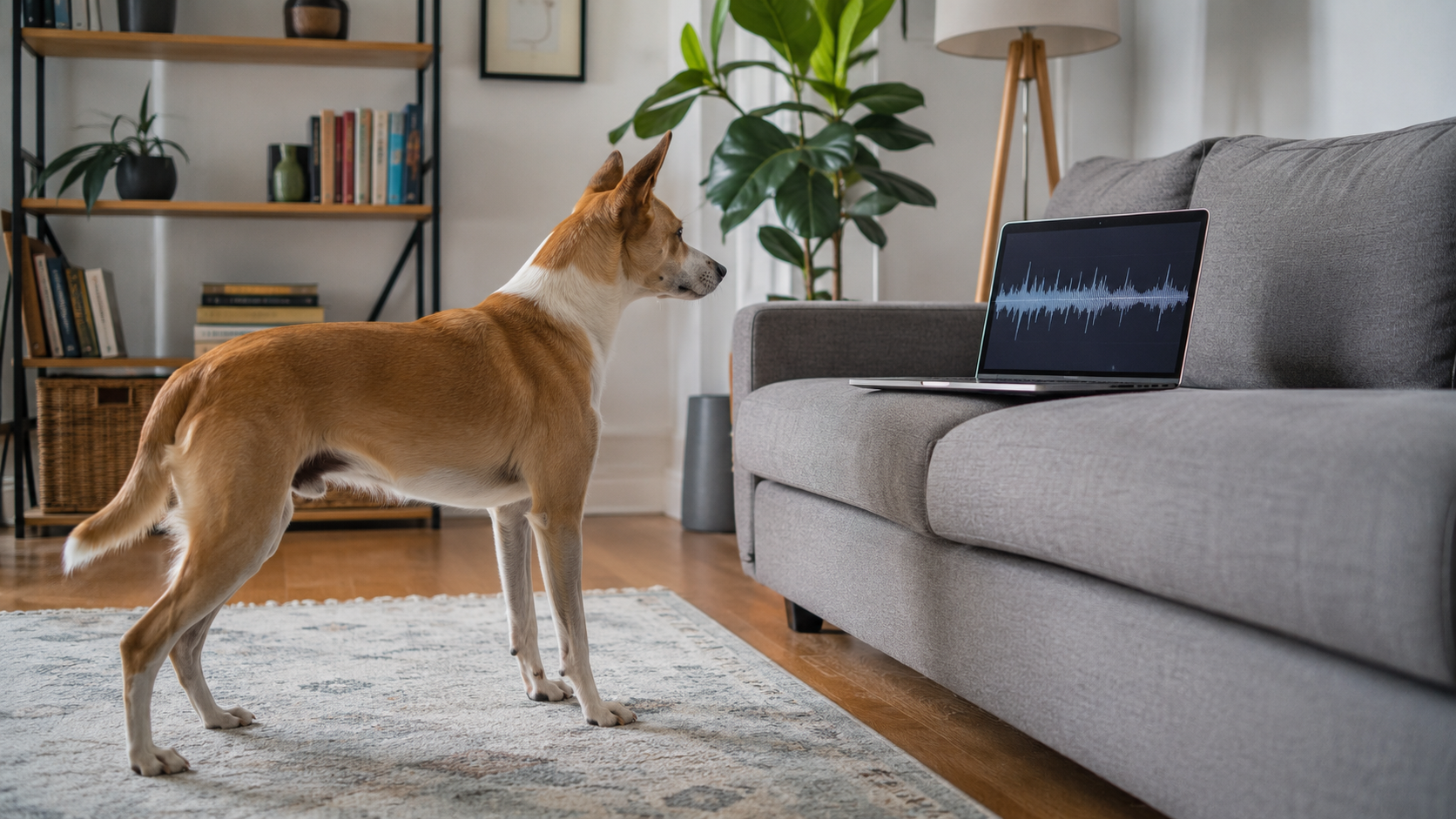 Perro curioso tras oír ladridos de otros perros