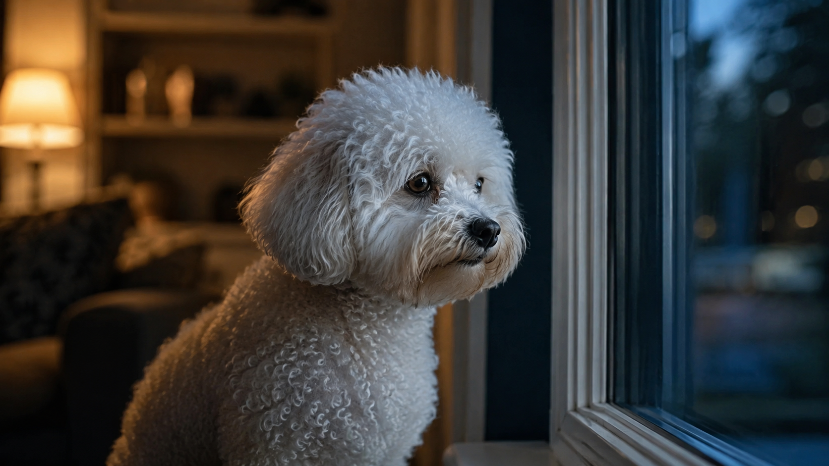 Perro descansando mientras observa a su familia