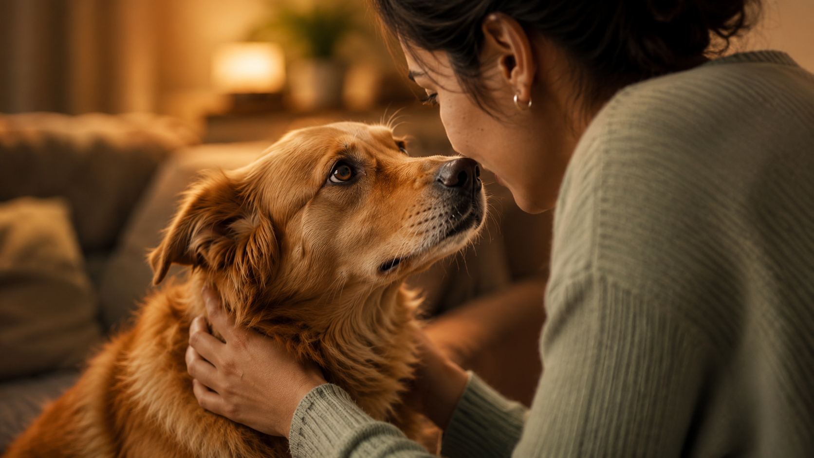 Perro acompañando en silencio a una persona