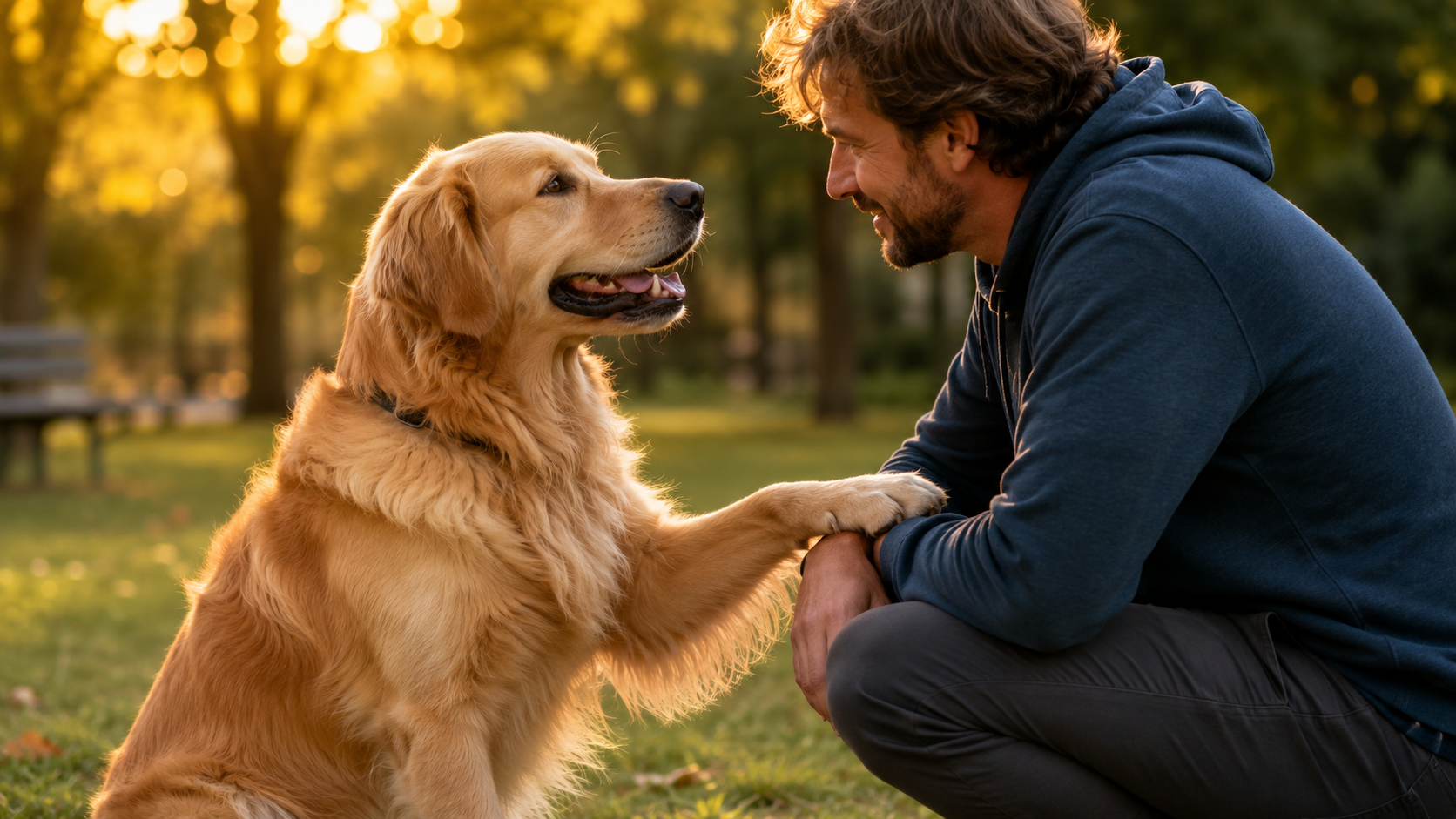 Perro mostrando afecto mediante el contacto de su pata