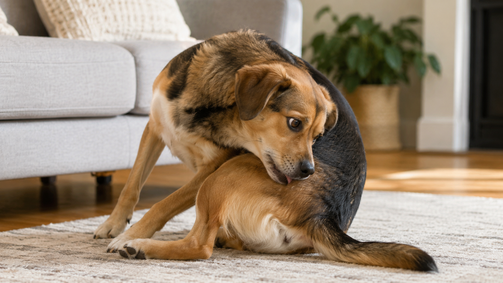 Perro con señales de molestia y cuidado veterinario