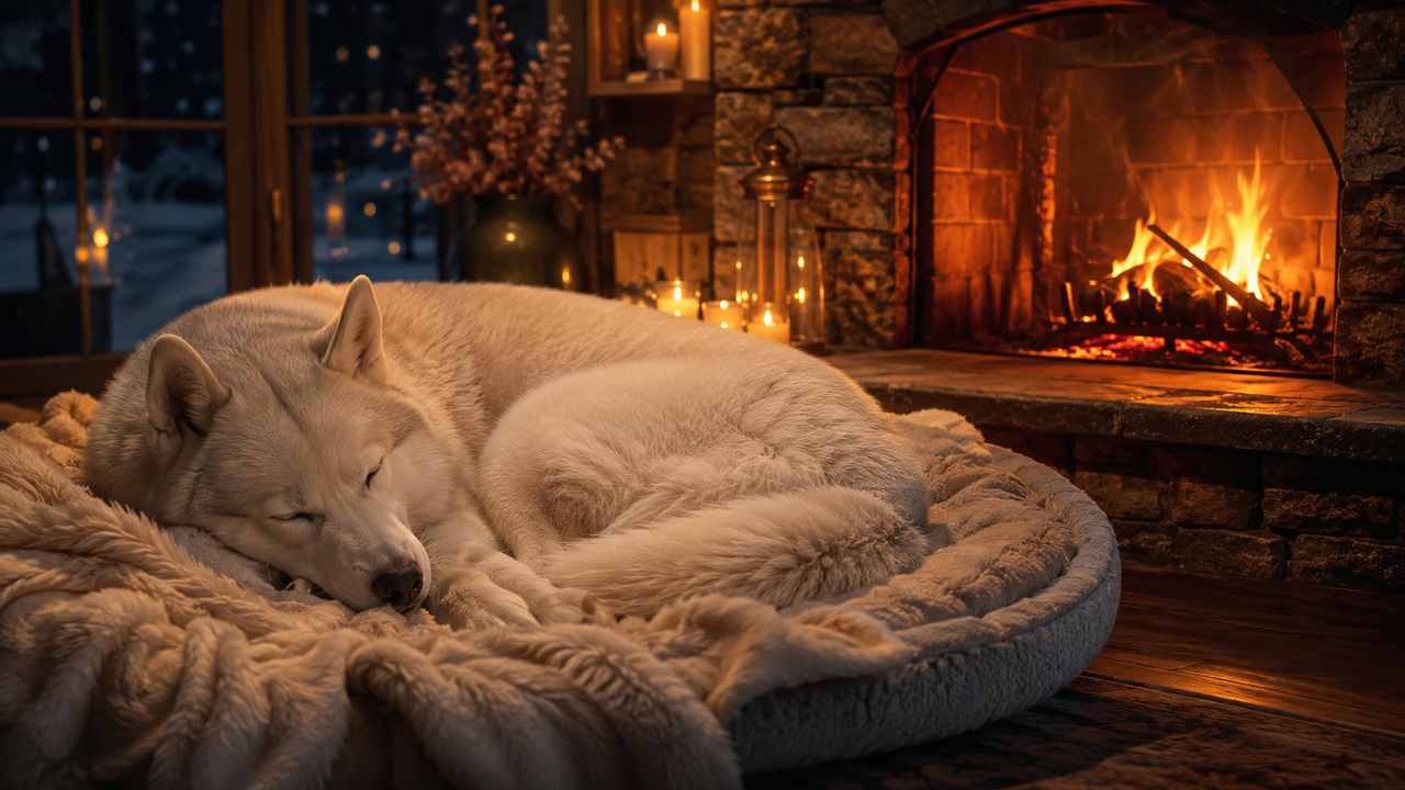 Husky Siberiano descansando con música relajante