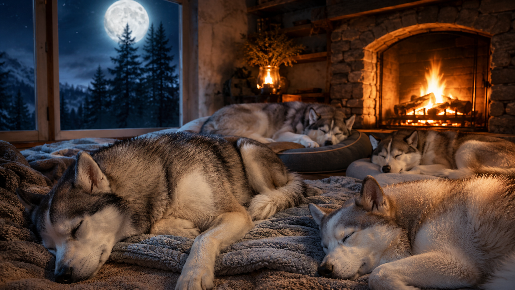 Husky Siberiano tranquilo antes de dormir