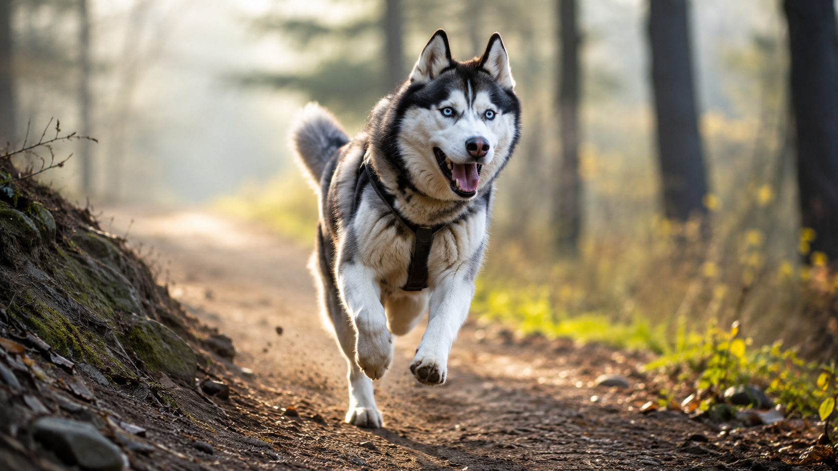 Husky Siberiano atento mirando de frente