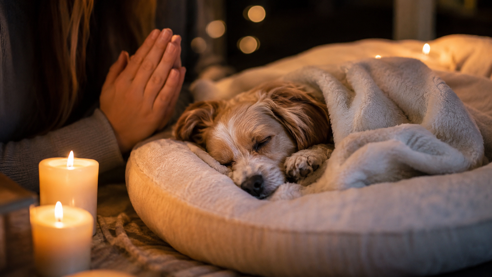 Perrito enfermo acompañado con amor