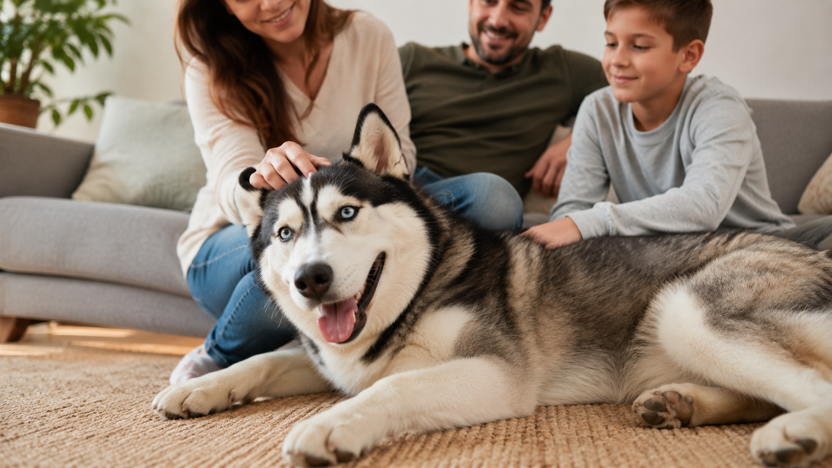 Husky siberiano activo y enérgico