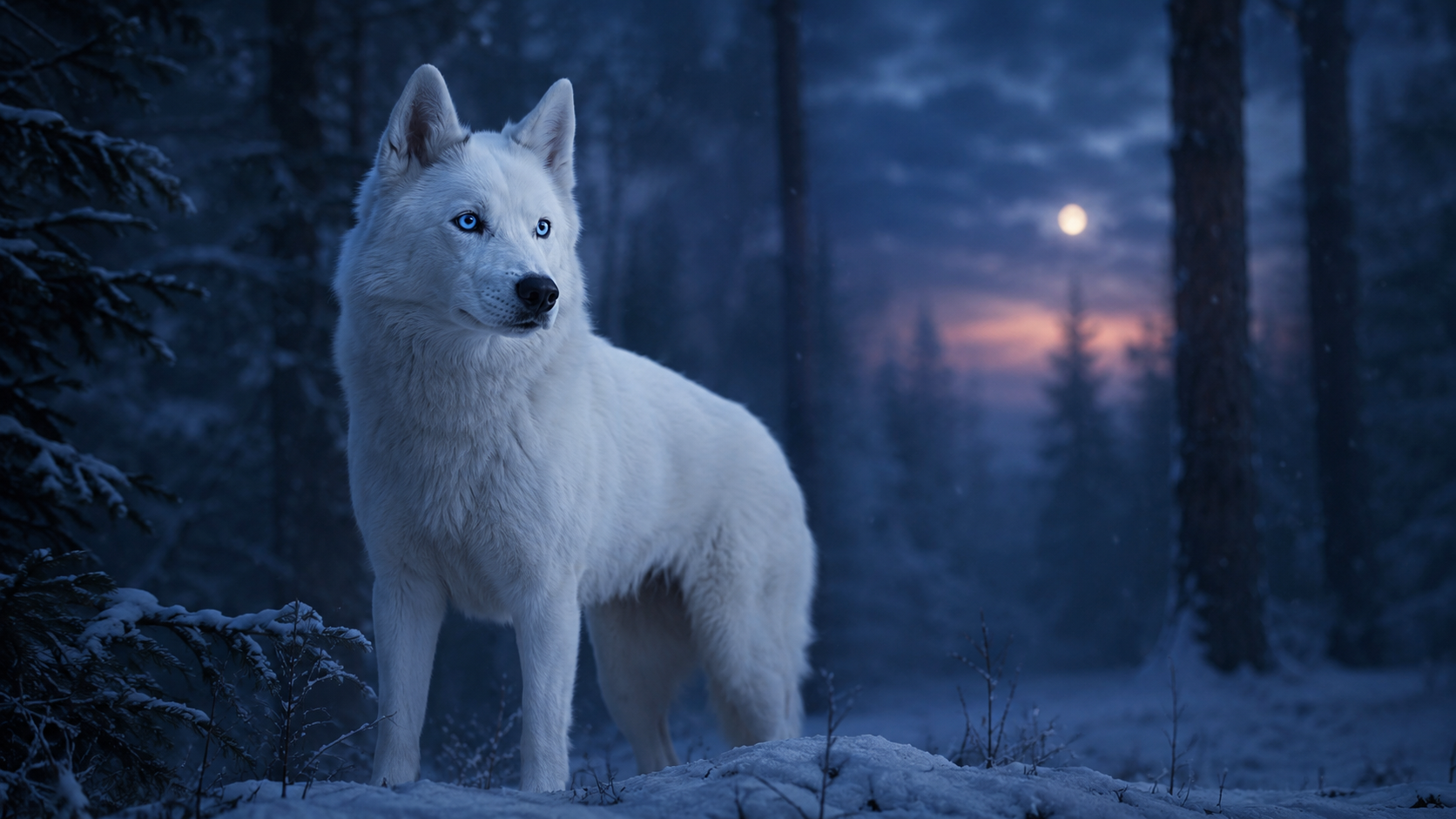 Husky siberiano blanco activo y enérgico