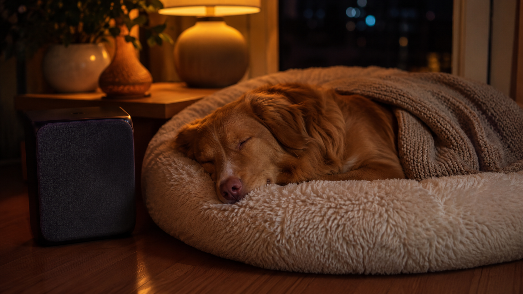 Perro dormido con música relajante de fondo