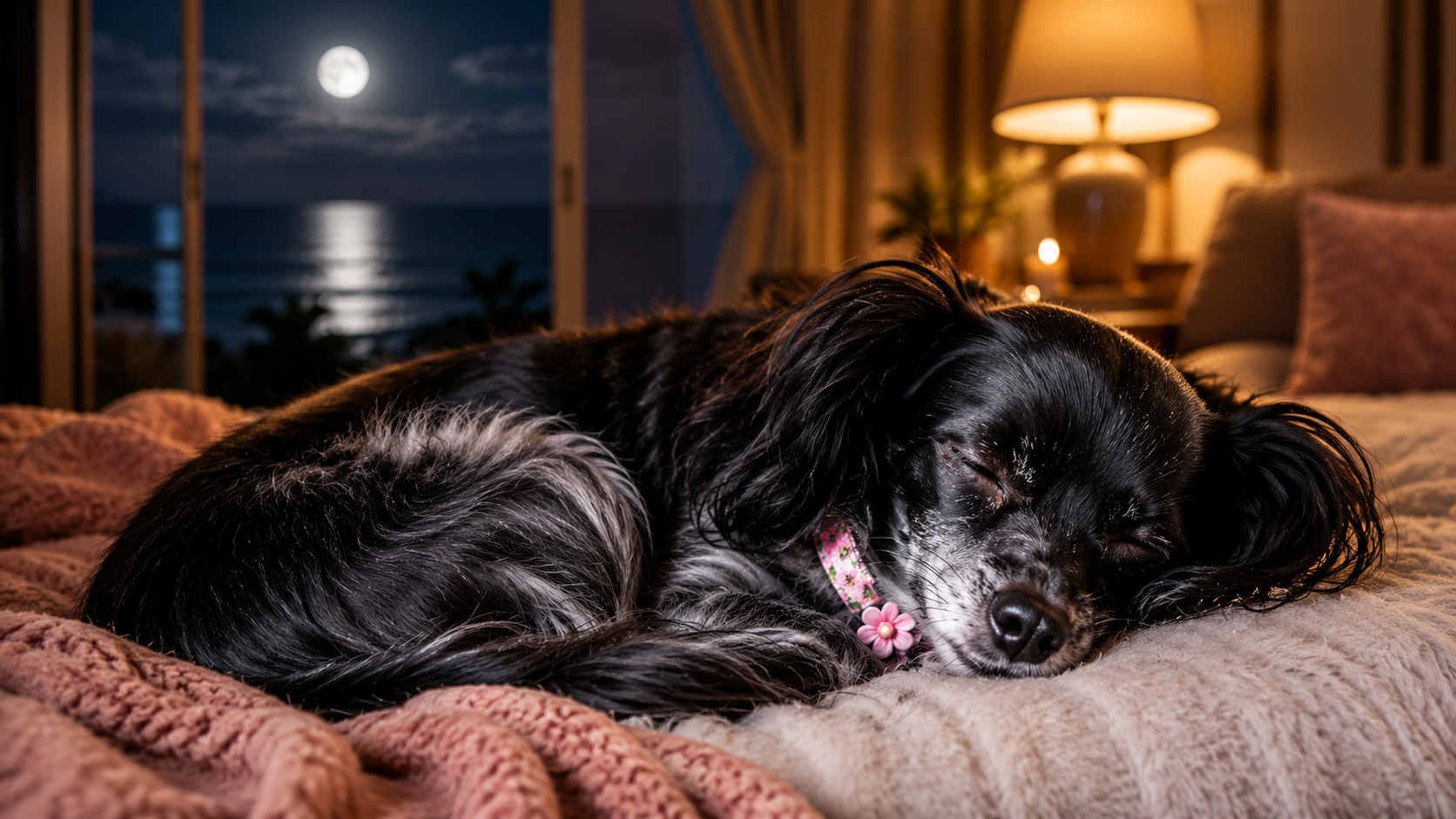 Perro durmiendo con música suave